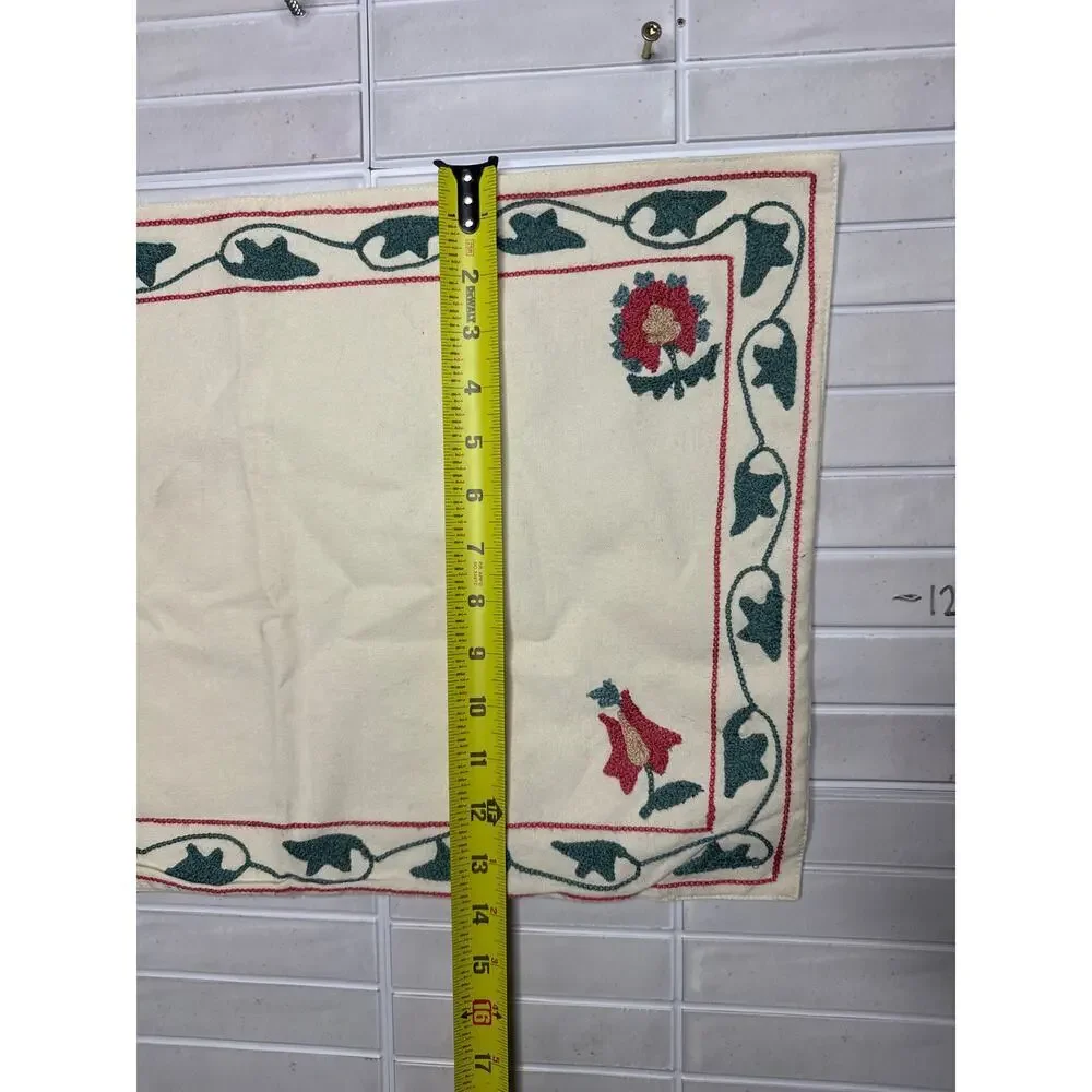 Williams-Sonoma Floral Embroidered Cotton Table Runner - 20 in x 14 in